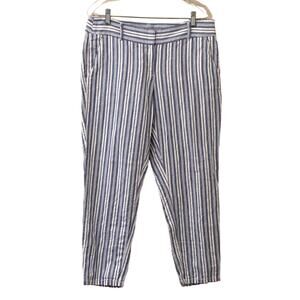 Ann Taylor LOFT Blue and White Linen Marisa Pants Size 8